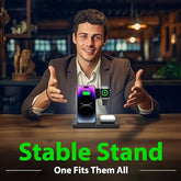 US TROVE Wireless Charger iPhone Charging Station: 3 in 1 Charger Stand Multiple Devices for Apple - iPhone 15 14 Pro Max 13 12 11 - Watch 9 8 7 6 5 4 3 2 Se - Airpods 3 2 Pro