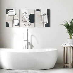 US Trove 3 Pieces 16x24 inch Modern Abstract Wall Art Decor, Framed Black and White Canvas Wall Print Set with Minimalist Art Prints for Living Room Ready to Hang