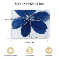 COMIO Navy Blue Wall Art for Bathroom Decor, Abstract Flower Painting Canvas Print Artwork Framed Set Blue and white Wall Decor for Bedroom, Small
