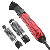 Red Revlon hair dryer with two attachments