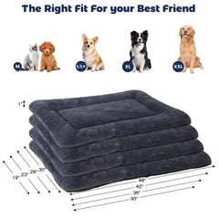 SOPAT Deluxe Washable Dog Bed – Soft faux velvet crate mat with fiber stuffing,