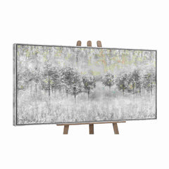 YS-Art Forest Fog Textured Large Canvas Wall Art with Antique Frame, Hand-Painted Painting for Home Decor, 24x48 Inches