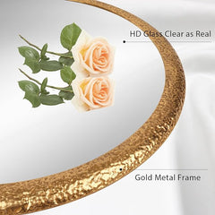 Varsoul 30 * 30in Antique Gold Decorative Metal Framed Round Wall Mirror,Decorative Accent Wall Mirrors Modern for Living Room, Entryway, Foyer, Hallway, Bedroom