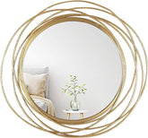 Mirrorize Round Gold Mirror 27.5" for Living Room Wall Decor, Gold Accent Framed Circle Bathroom Mirror, Decorative Vanity Mirror, Circular Mirror for Farmhouse Entryway Hallway