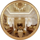 Varsoul 30 * 30in Antique Gold Decorative Metal Framed Round Wall Mirror,Decorative Accent Wall Mirrors Modern for Living Room, Entryway, Foyer, Hallway, Bedroom