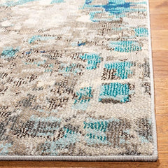 SAFAVIEH Madison Collection Area Rug - 6' x 9', Grey & Blue, Boho Abstract Distressed Design, Non-Shedding & Easy Care, Ideal for High Traffic Areas in Living Room, Bedroom (MAD425E)
