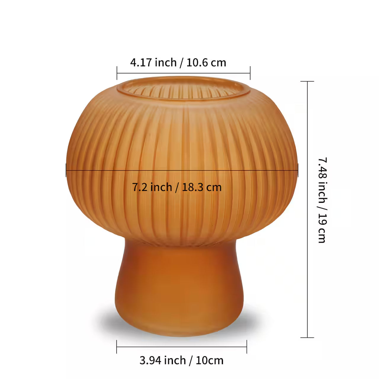 7.5" Orange Mushroom Glass Vase by US Trove