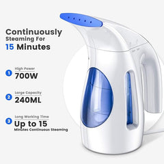 US TROVE Steamer for Clothes, Portable Handheld Design, 240ml Big Capacity, 700W, Strong Penetrating Steam, Removes Wrinkle, for Home, Office and Travel(ONLY FOR 120V)(Blue)