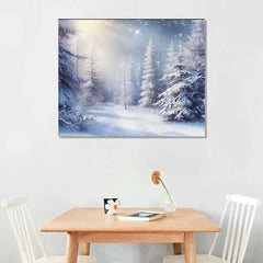 COMIO Vintage Snowy Forest 20 x 16 Framed Canvas Wall Art