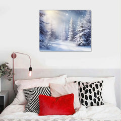 COMIO Vintage Snowy Forest 20 x 16 Framed Canvas Wall Art