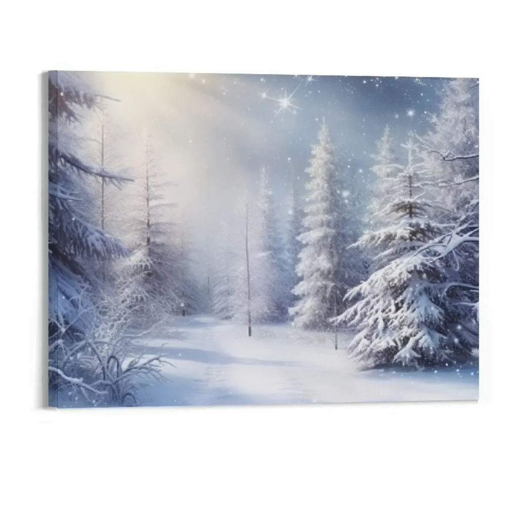 COMIO Vintage Snowy Forest 20 x 16 Framed Canvas Wall Art