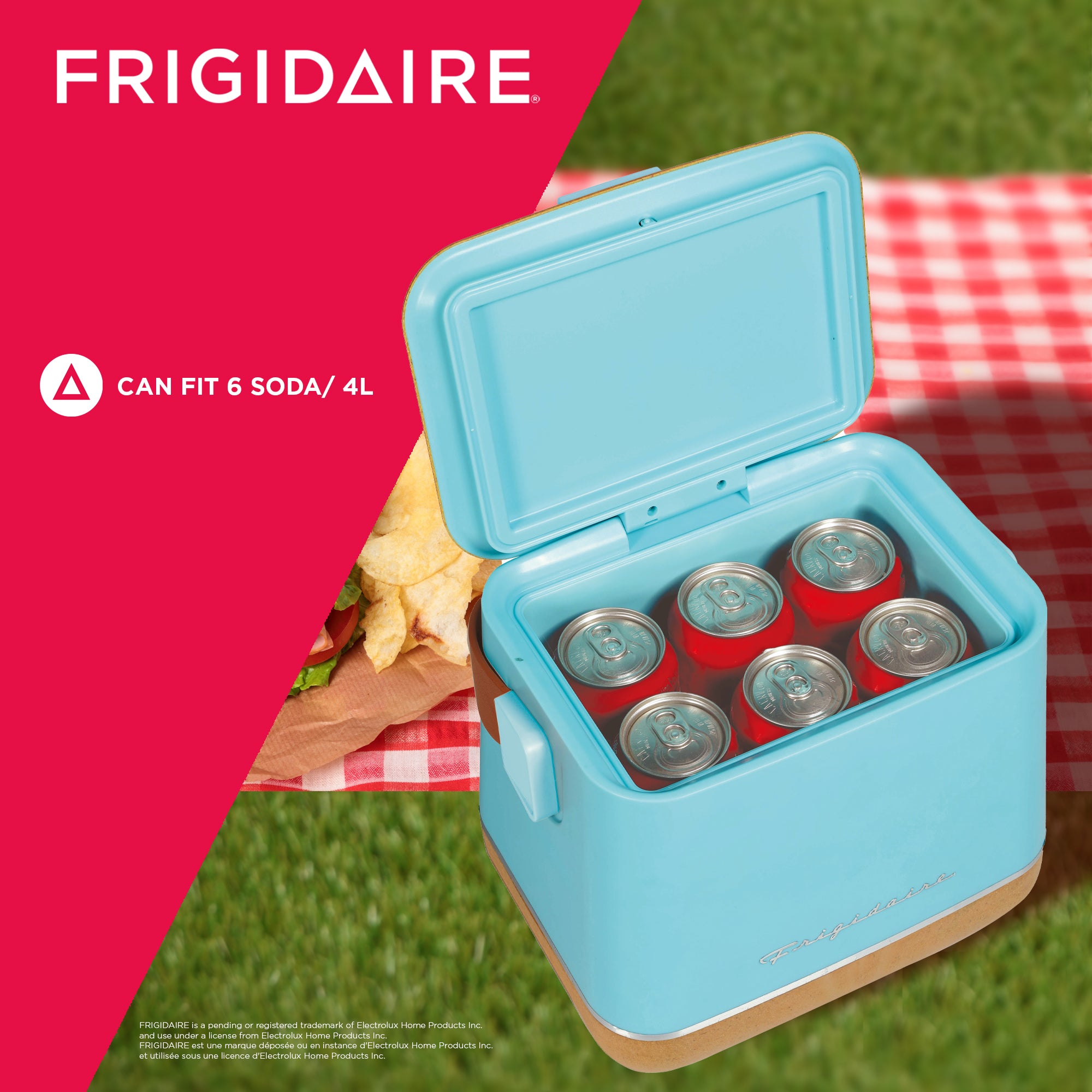 Frigidaire Portable Top Opening Lid Insulated 6-Can Mini Personal Fridge Cooler, EFMIS310, Black