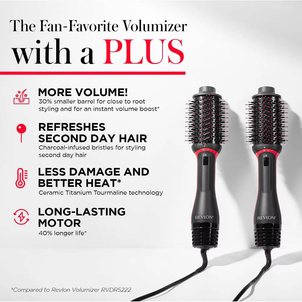 Revlon hair volumizer with features listed.
