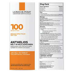 La Roche-Posay Anthelios Melt-In Milk Sunscreen for Face and Body SPF 100, 3.0 Fl. Oz