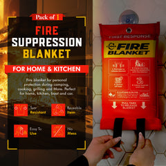 Mart Cobra Emergency Fire Blanket for Home and Kitchen - 1 Pack - Fire Blankets Emergency for Home 40" x 40" - Fire Suppression Blanket - Fiberglass Fire Blankets