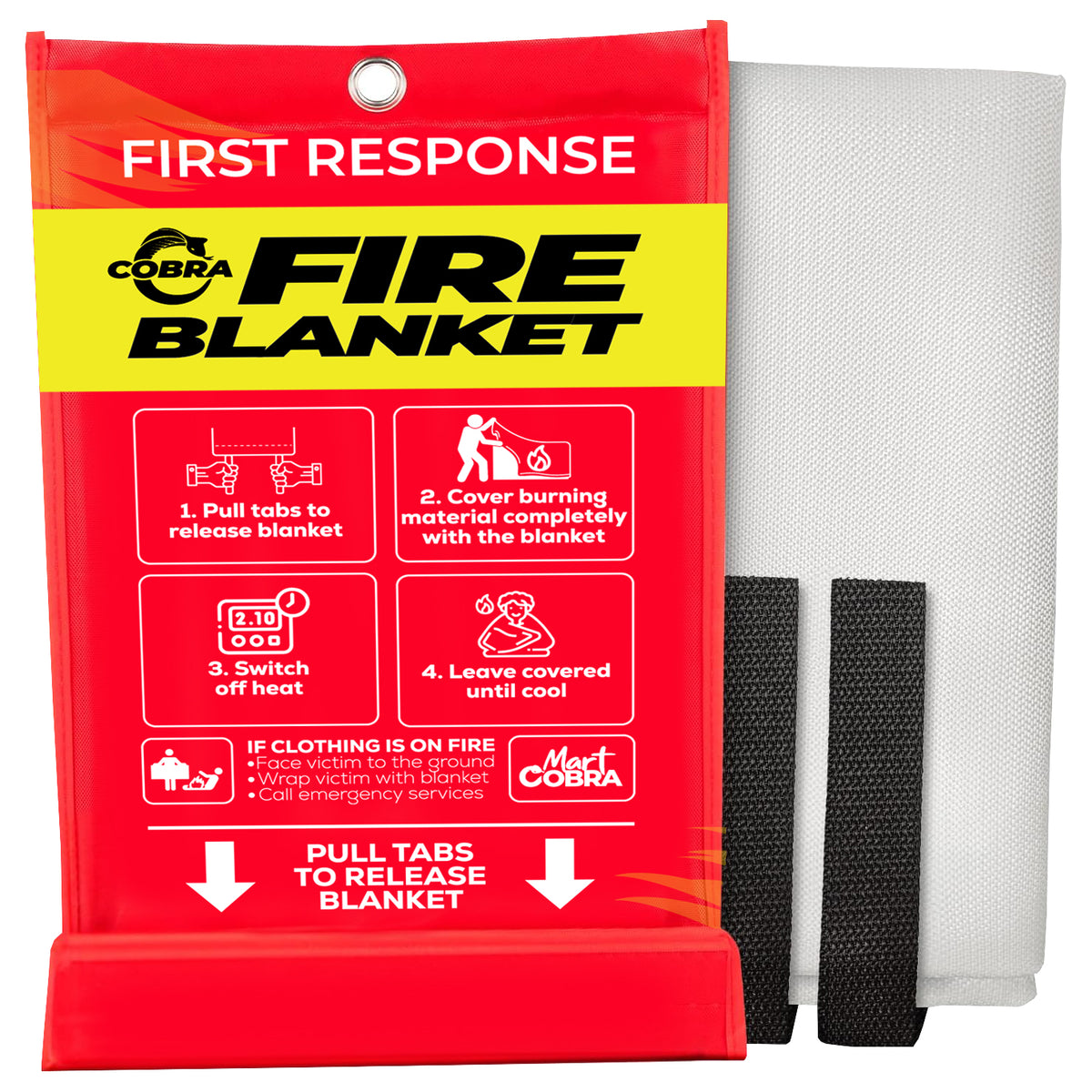 Mart Cobra Emergency Fire Blanket for Home and Kitchen - 1 Pack - Fire Blankets Emergency for Home 40" x 40" - Fire Suppression Blanket - Fiberglass Fire Blankets