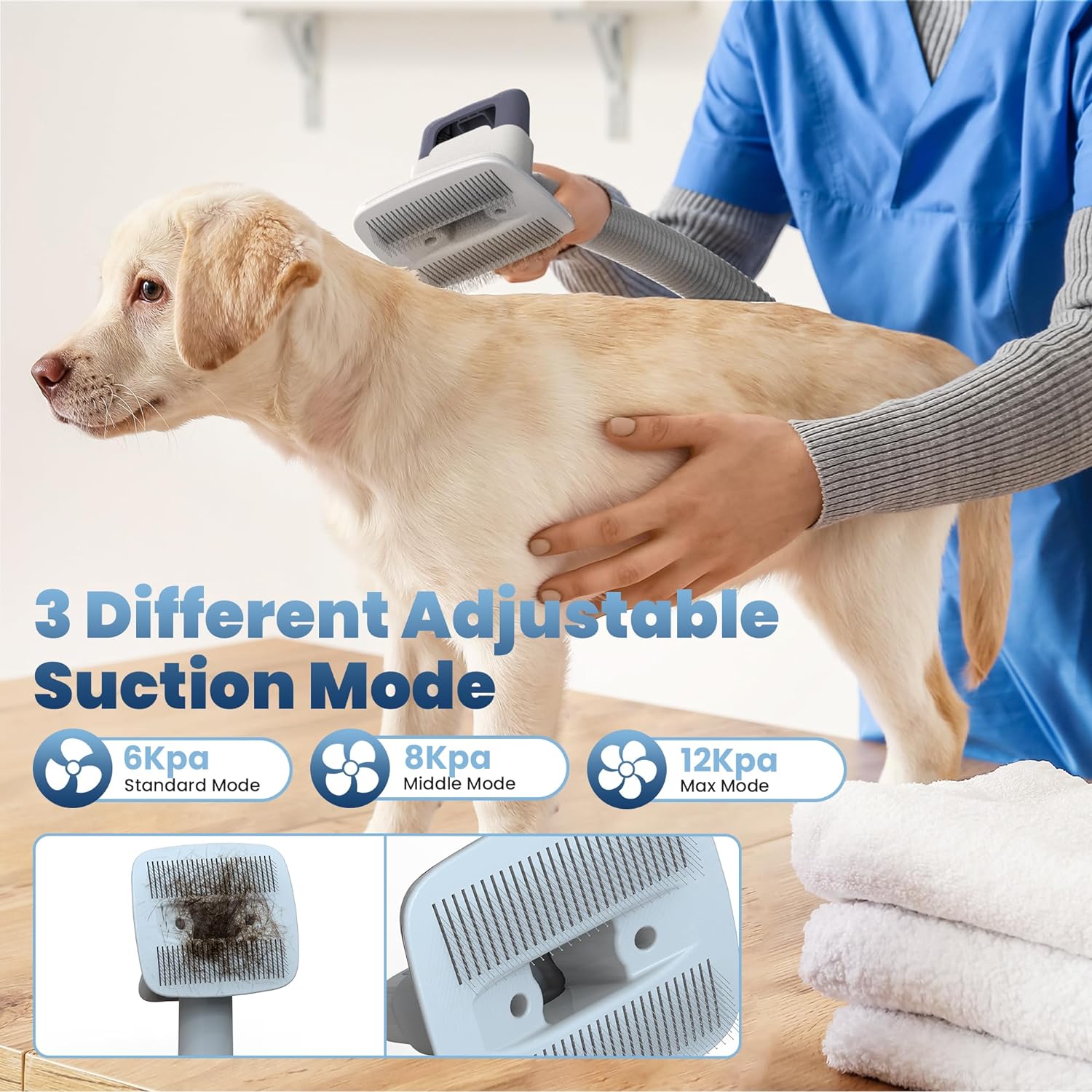 Moosoo Dog Grooming Kit - Powerful Suction Pet Vacuum with 5 Professional Grooming Tools for Shedding Cats & Dogs