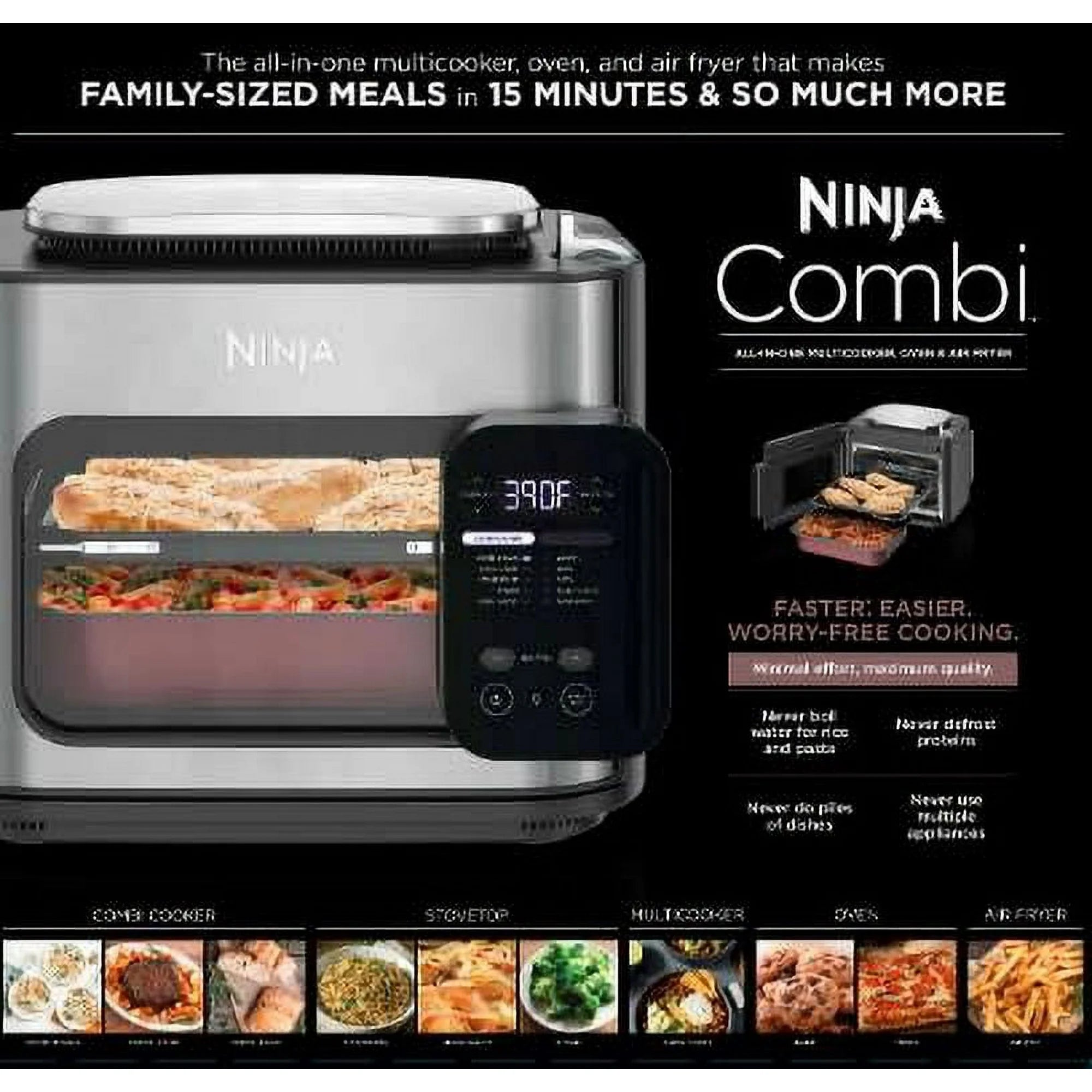 Ninja Combi All-in-One Multicooker, Oven, & Air Fryer, 10-in-1 Functions, Stainless Steel, SFP700