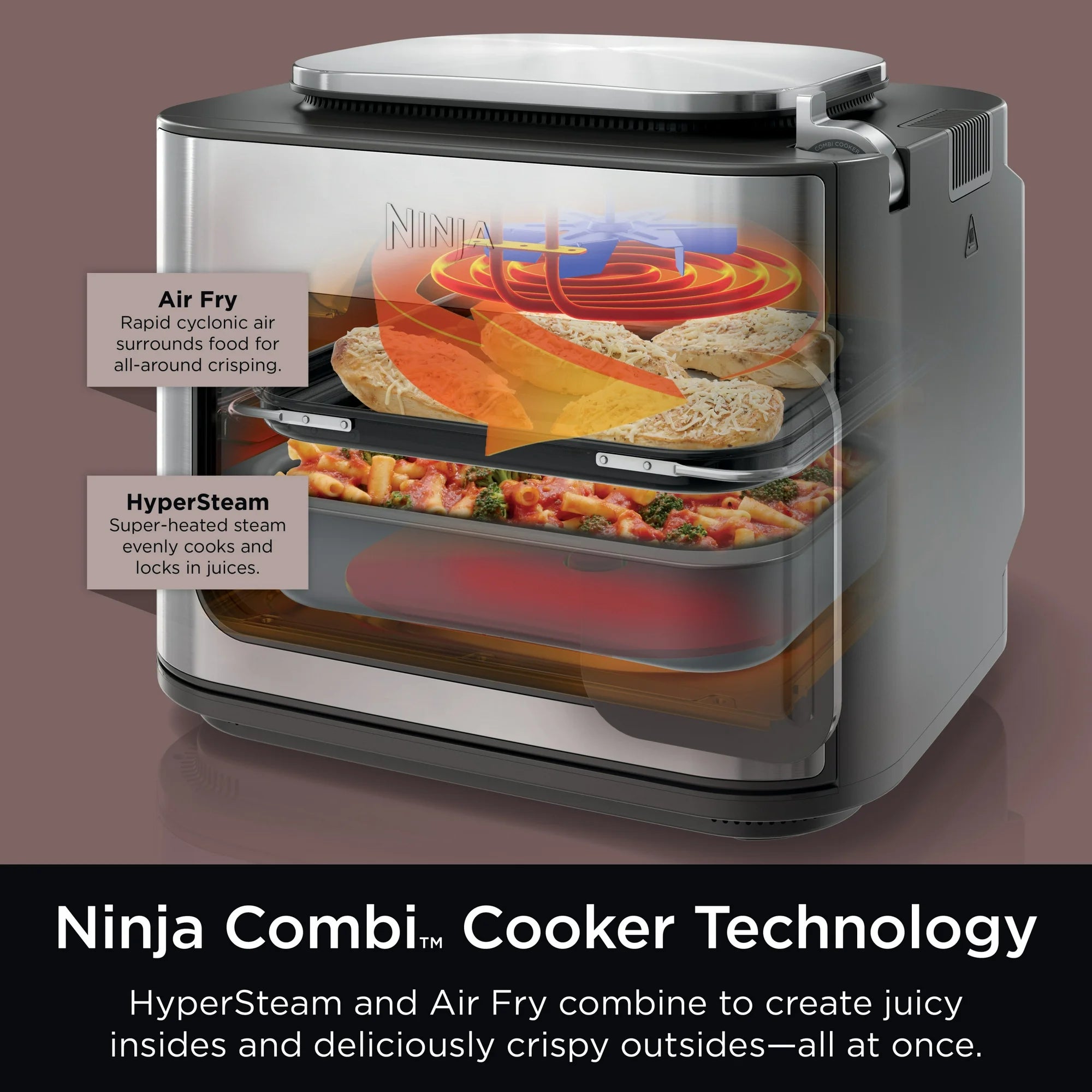 Ninja Combi All-in-One Multicooker, Oven, & Air Fryer, 10-in-1 Functions, Stainless Steel, SFP700