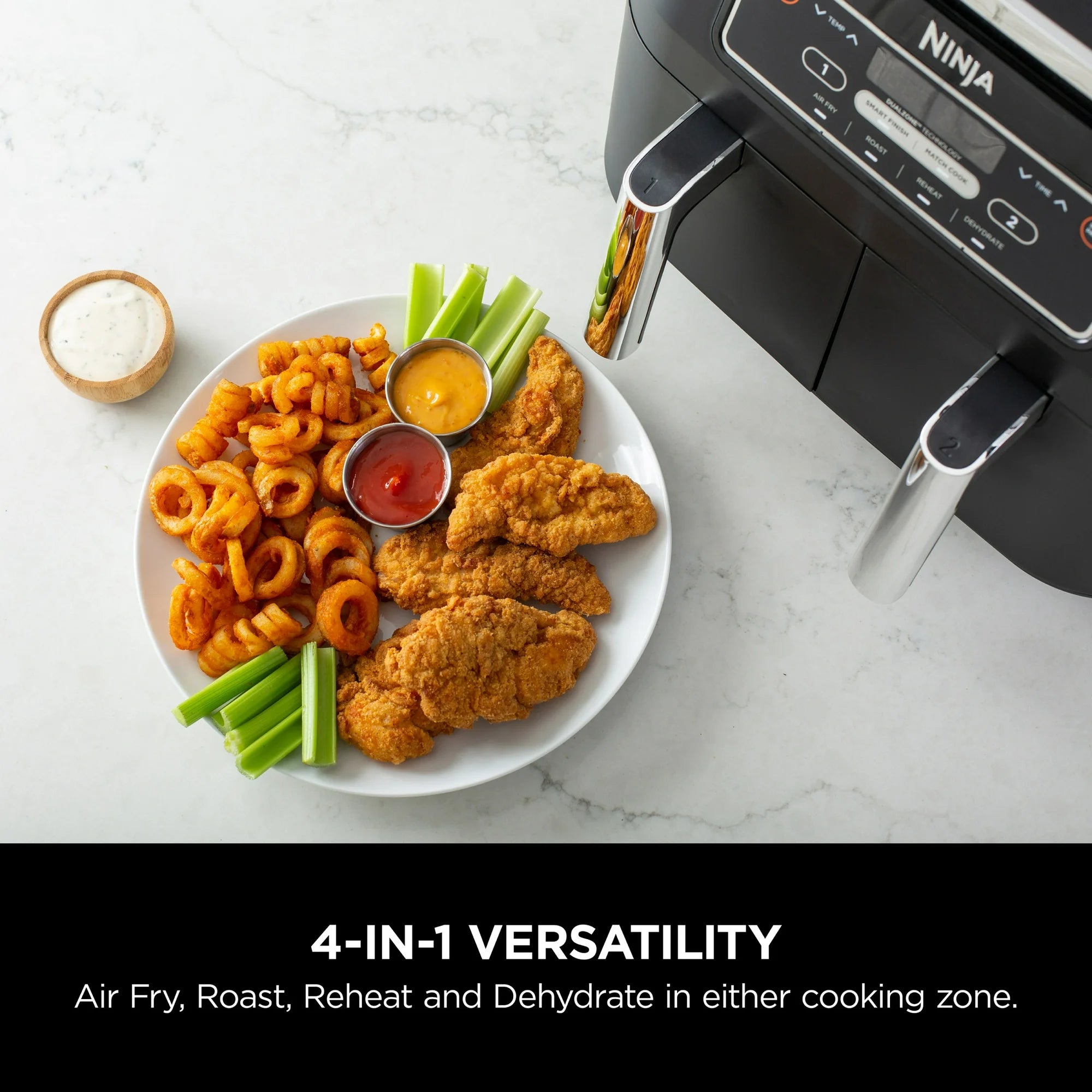 Ninja Foodi 4-in-1 8-Quart 2-Basket Air Fryer with DualZone Technology, Black - Air Fry, Roast, & More DZ100