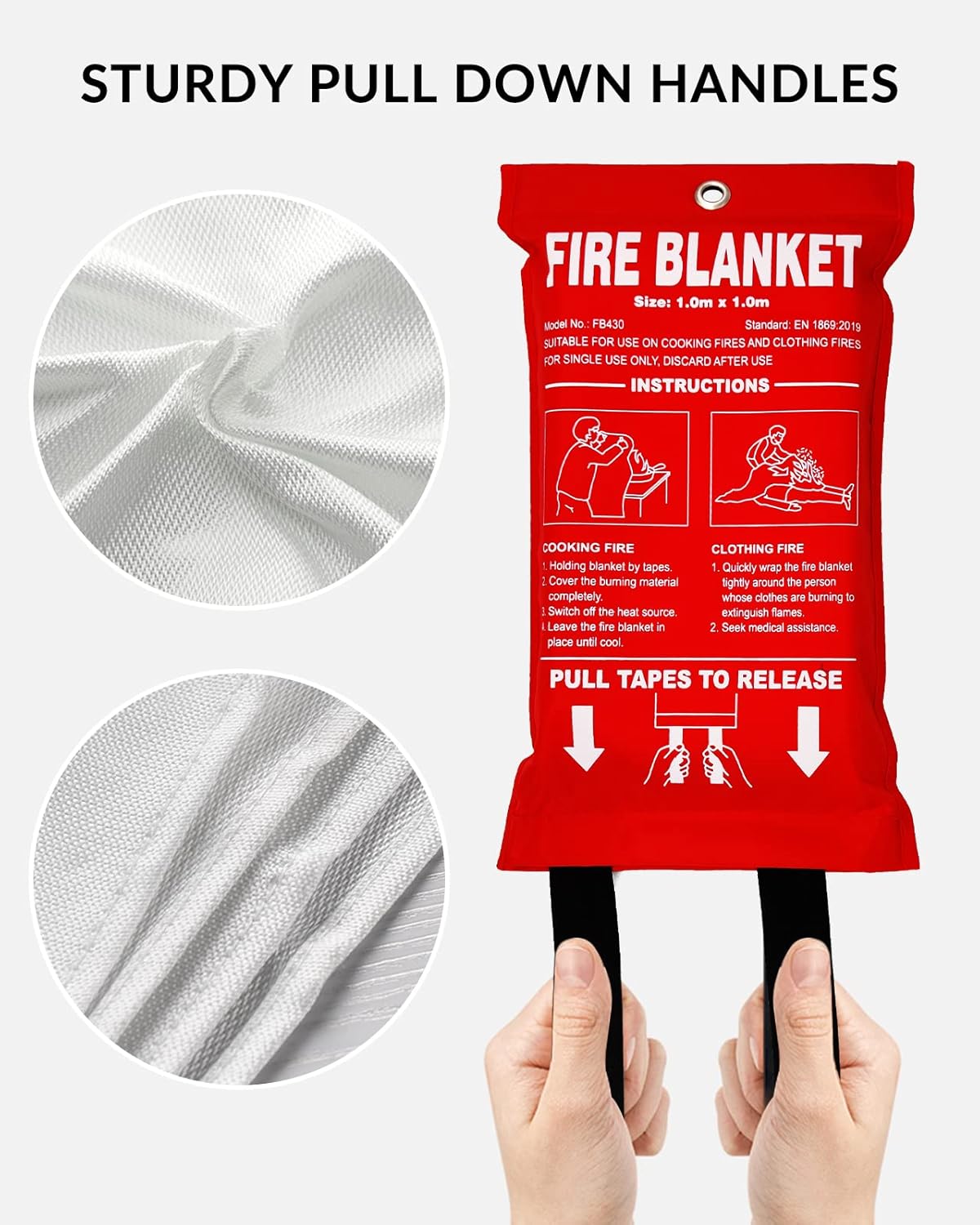 SITERWELL Emergency Fire Blanket , Fiberglass Fire Suppression Blanket for Emergency Surival，Emergency Blanket with Flame Retardant Protection and Heat Insulation, Survival Blanket, 2Pack