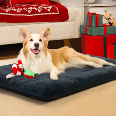 SOPAT Deluxe Washable Dog Bed – Soft faux velvet crate mat with fiber stuffing, 