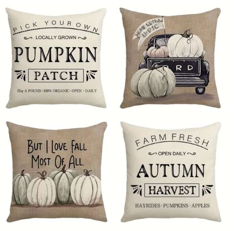 4 Pcs/set Digital Print Fall Harvest Linen Pillowcase