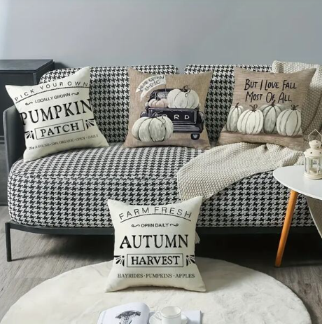 4 Pcs/set Digital Print Fall Harvest Linen Pillowcase