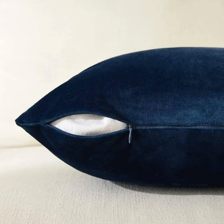 2 Pcs Color Block Cushion Cover Without Filler, Navy Blue Polyester Throw Pillow Case