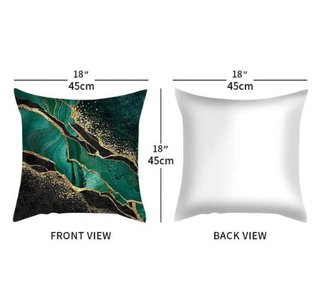 2 Pcs Marble Pattern Green Cushion Cover Without Filler, Modern Soft Stretchy Throw Pillow Cover