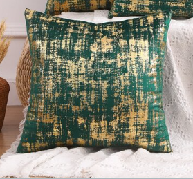 2 Pcs Velvet Gold Foil Printed Cushion Cover