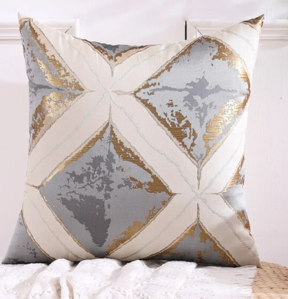 2 Pcs Golden Thread Geometric Jacquard Pillowcase