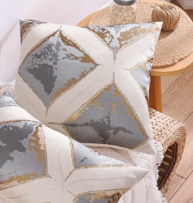 2 Pcs Golden Thread Geometric Jacquard Pillowcase