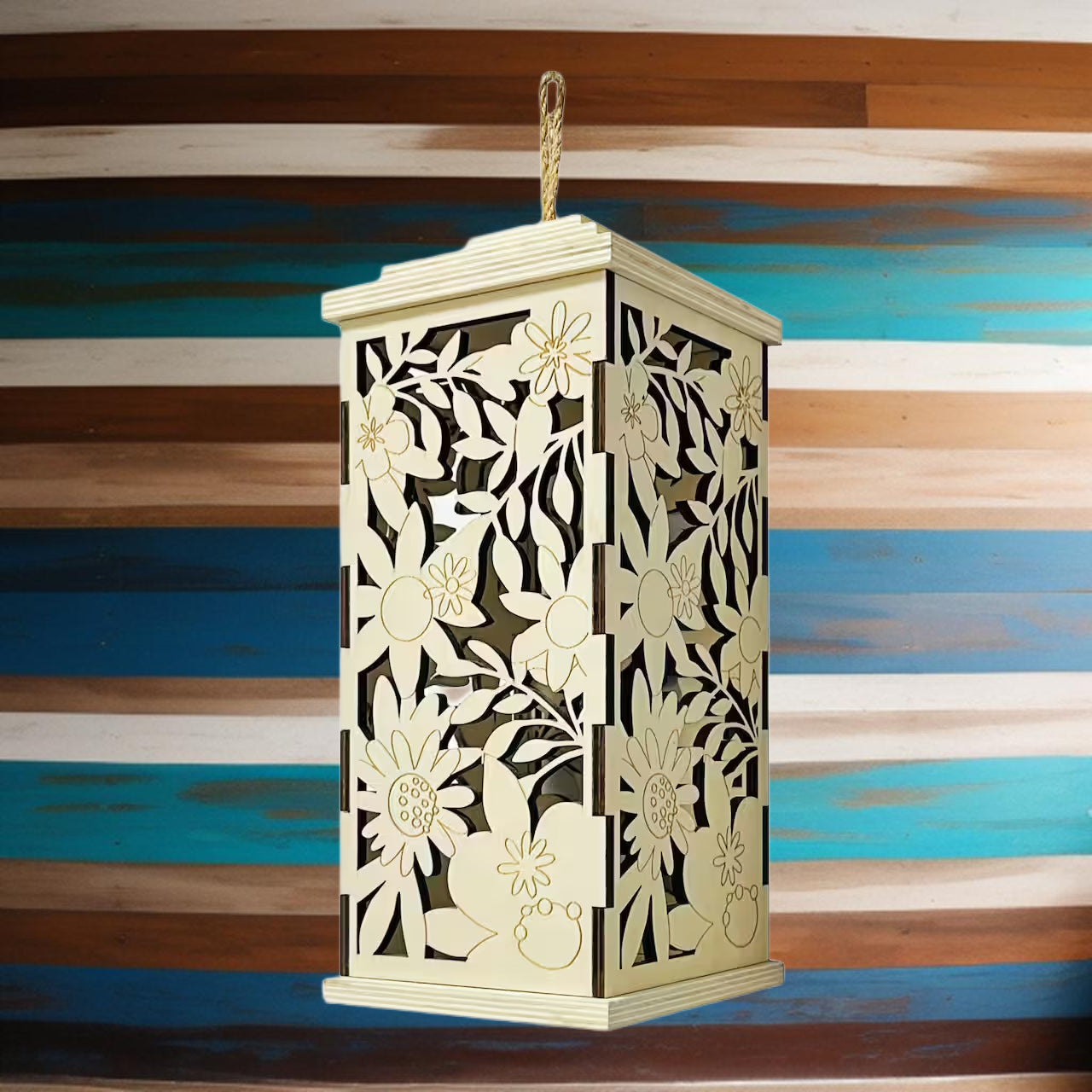 10" Flower LED Plywood Lantern by US Trove