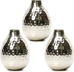 Set of 3 Metal Bud Vases - 4.5 Inch High. Ideal Accent Piece for Coffee and Side Tables