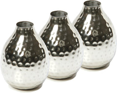 Set of 3 Metal Bud Vases - 4.5 Inch High. Ideal Accent Piece for Coffee and Side Tables