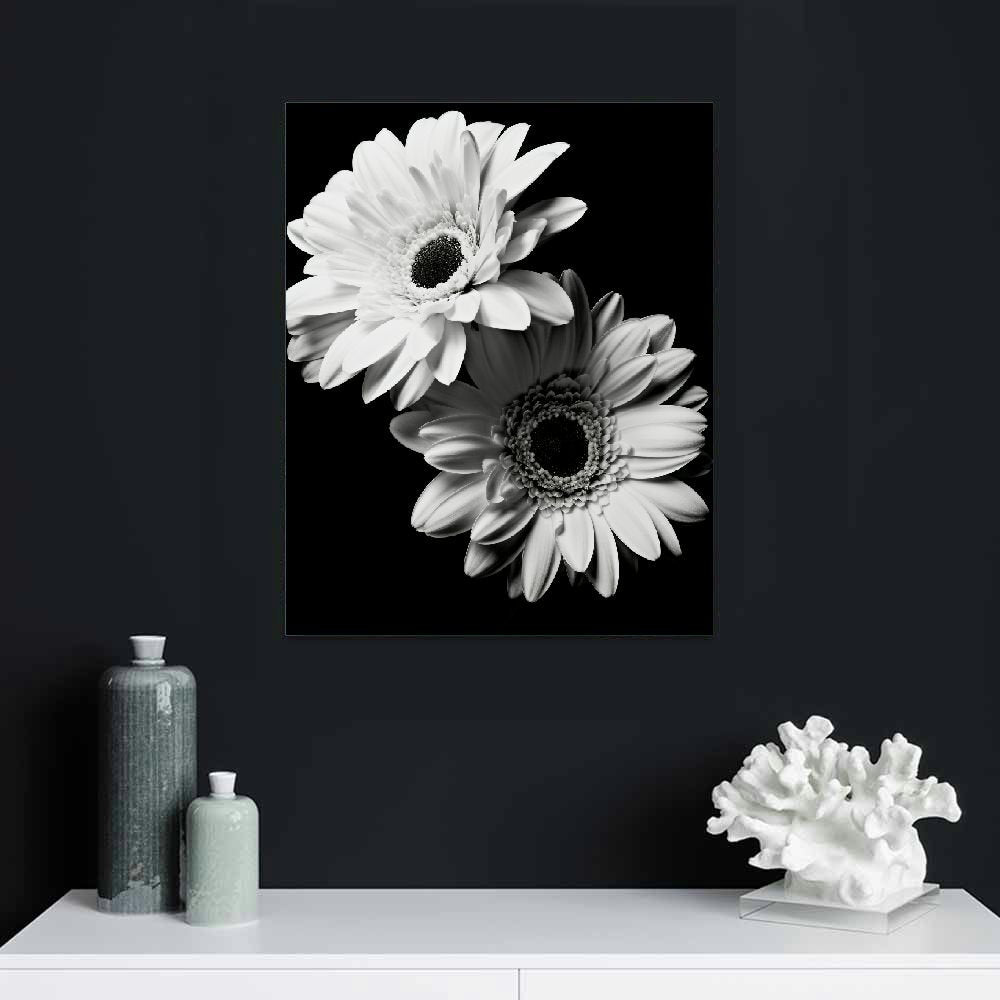 COMIO White Flower Texture Painting White Flower Abstract Wall Art Flower Canvas Painting White Textured Flower Picture Black And White Texture Artwork Modern Floral Wall Art Decor