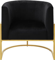 24KF Upholstered Living Room Chairs Modern Black Textured Velvet Accent Chair with Golden Metal Stand-Black