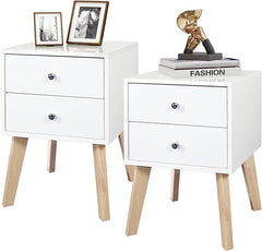 TaoHFE White nightstand Set of 2 White Modern Bedside nightstand Tables with Drawer For Bedroom