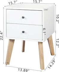 TaoHFE White nightstand Set of 2 White Modern Bedside nightstand Tables with Drawer For Bedroom