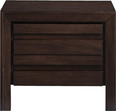 Modus Furniture Solid Wood Nightstand, 2-Drawer with Charging Station, Element - Chocolate Brown