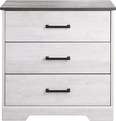 Prepac Rustic Ridge Farmhouse 3-Drawer Nightstand, Washed White, ADNR-1603-1