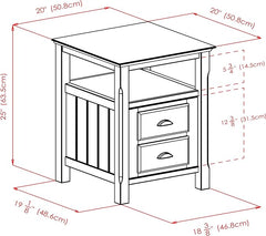 Winsome Solid Wood 2 Drawer Timber Night Stand Black Finish