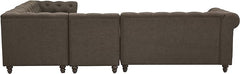 Acme Aurelia II Button Tufted Sectional Sofa with Wood Legs in Charcoal Linen