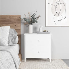 BOLUO White Nightstands Set of 2, 2 Drawer Dresser for Bedroom Night Stand Small Dresser End Table with Drawers Modern