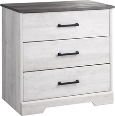 Prepac Rustic Ridge Farmhouse 3-Drawer Nightstand, Washed White, ADNR-1603-1