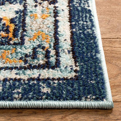 SAFAVIEH Madison Collection Area Rug - 6' x 9', Blue & Light Blue, Boho Chic Medallion Distressed Design, Non-Shedding & Easy Care, Ideal for High Traffic Areas in Living Room, Bedroom (MAD473M)