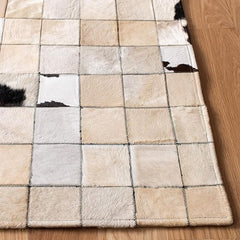 SAFAVIEH Studio Leather Collection 5' x 8' Ivory / Black STL515A Handmade Mid-Century Modern Leather Area Rug