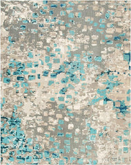 SAFAVIEH Madison Collection Area Rug - 6' x 9', Grey & Blue, Boho Abstract Distressed Design, Non-Shedding & Easy Care, Ideal for High Traffic Areas in Living Room, Bedroom (MAD425E)