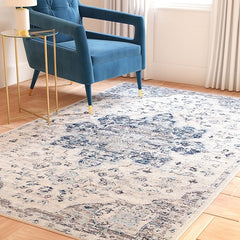 SAFAVIEH Madison Collection Area Rug - 6' x 9', Ivory & Navy, Oriental Medallion Distressed Design, Non-Shedding & Easy Care, Ideal for High Traffic Areas in Living Room, Bedroom (MAD921N)